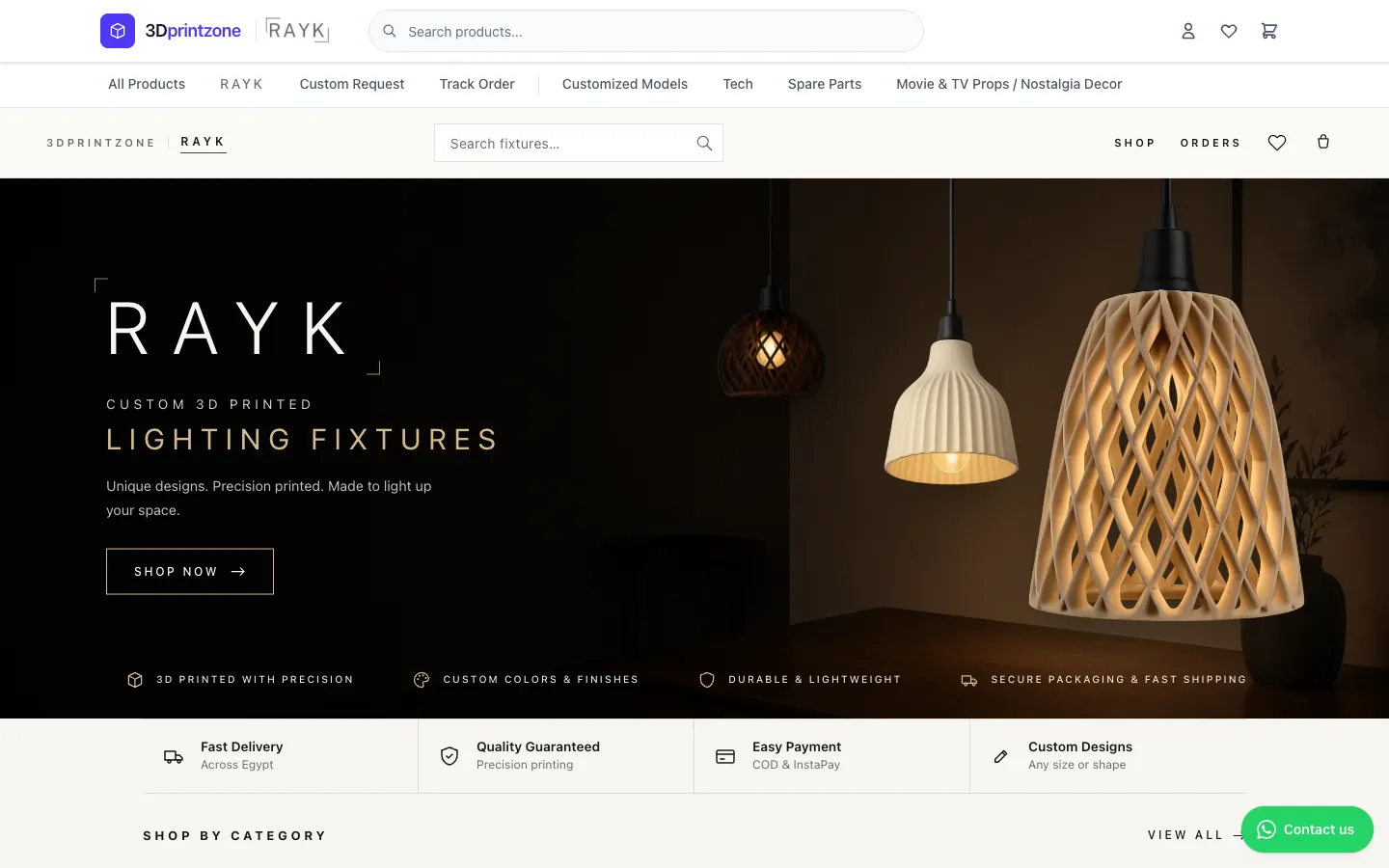 RAYK’s live branded lighting and decor storefront
